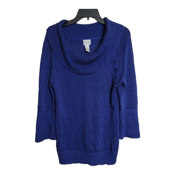 Chico's Sweaters - Chico's Ladies Size 1 Reg Cowl Neck Oversize Sweater Cozy Royal Blue
